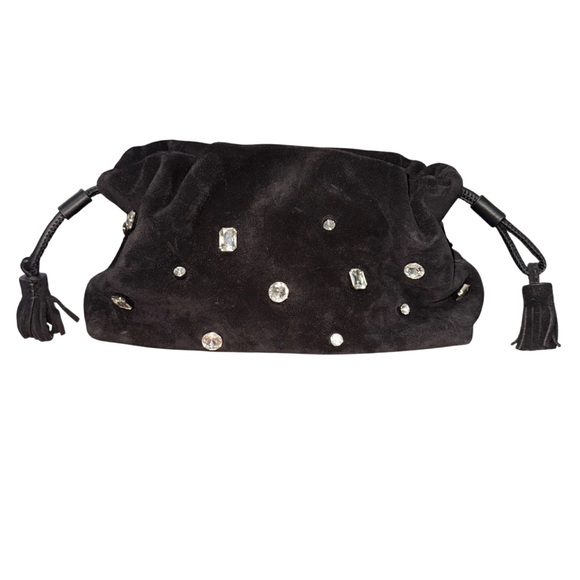 Veronica Beard Small Crystal-Studded Suede Clutch Bag - Picture 5 of 8
